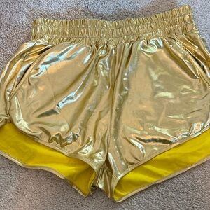 Gold Metallic Women's athletic  Shorts size small